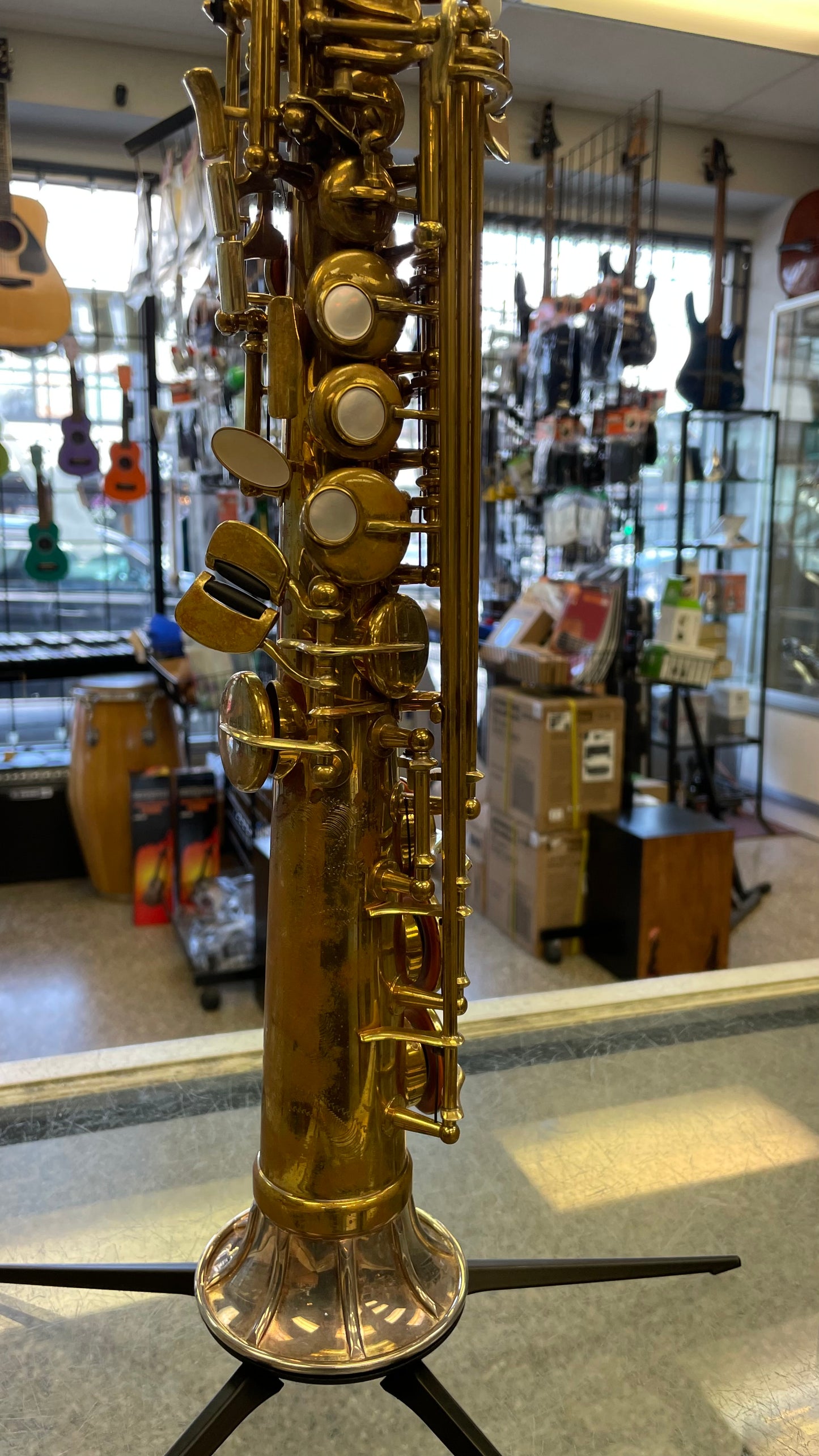Pre-Owned Borgani OBS Straight Soprano Saxophone - Unlacquered