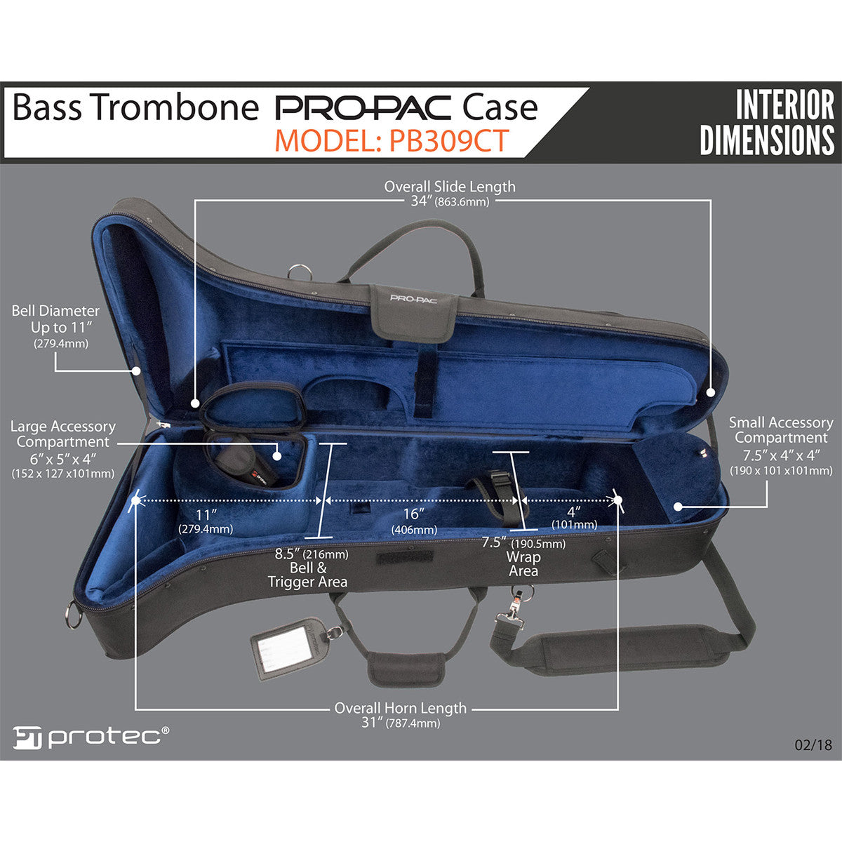 Protec Bass Trombone Case - PRO PAC, Contoured
